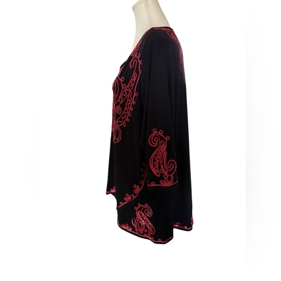 Holiday CATHERINES Black with Red Embroidered Design NWT Size 1X - Picture 5 of 9